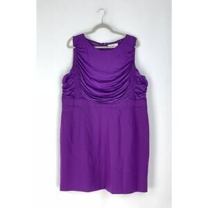 Tahari Woman Violet Purple Ruched Top Sleeveless Sheath Dress Size 20